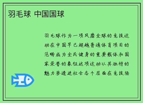 羽毛球 中国国球