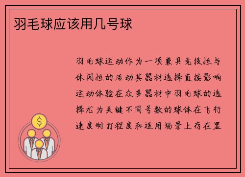 羽毛球应该用几号球